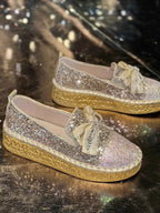 Rhinestone Bow Round Toe Slip-Ons