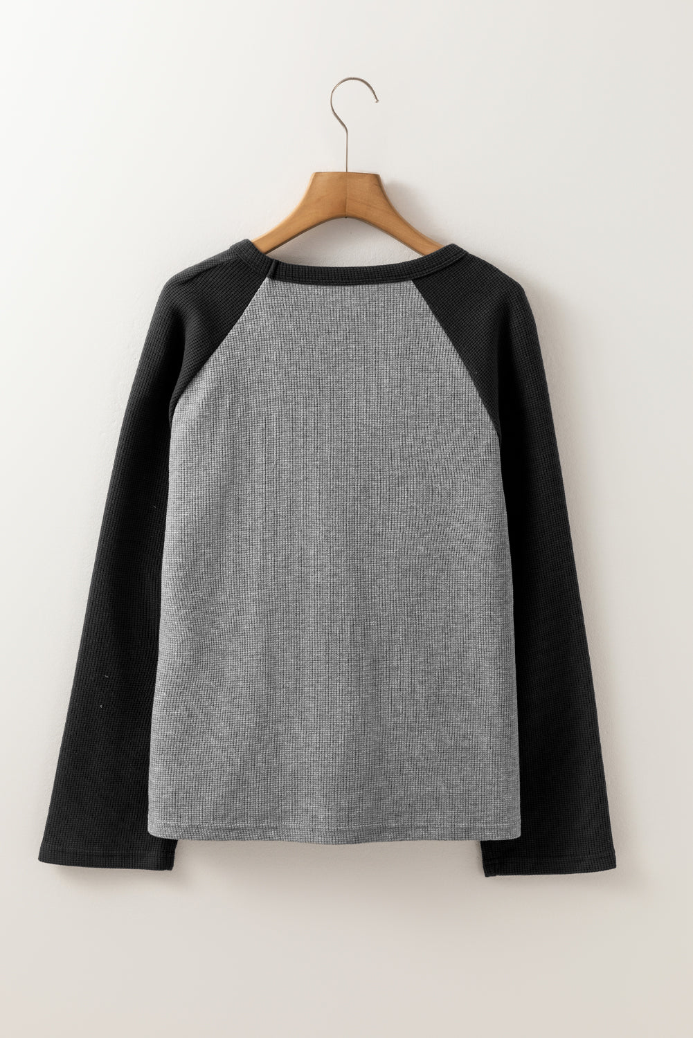High Waffle Knit Colorblock Star Patch Graphic Raglan Top Dear-Lover Dropshipping