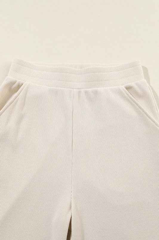 Solid Collared Pullover and Pants Set