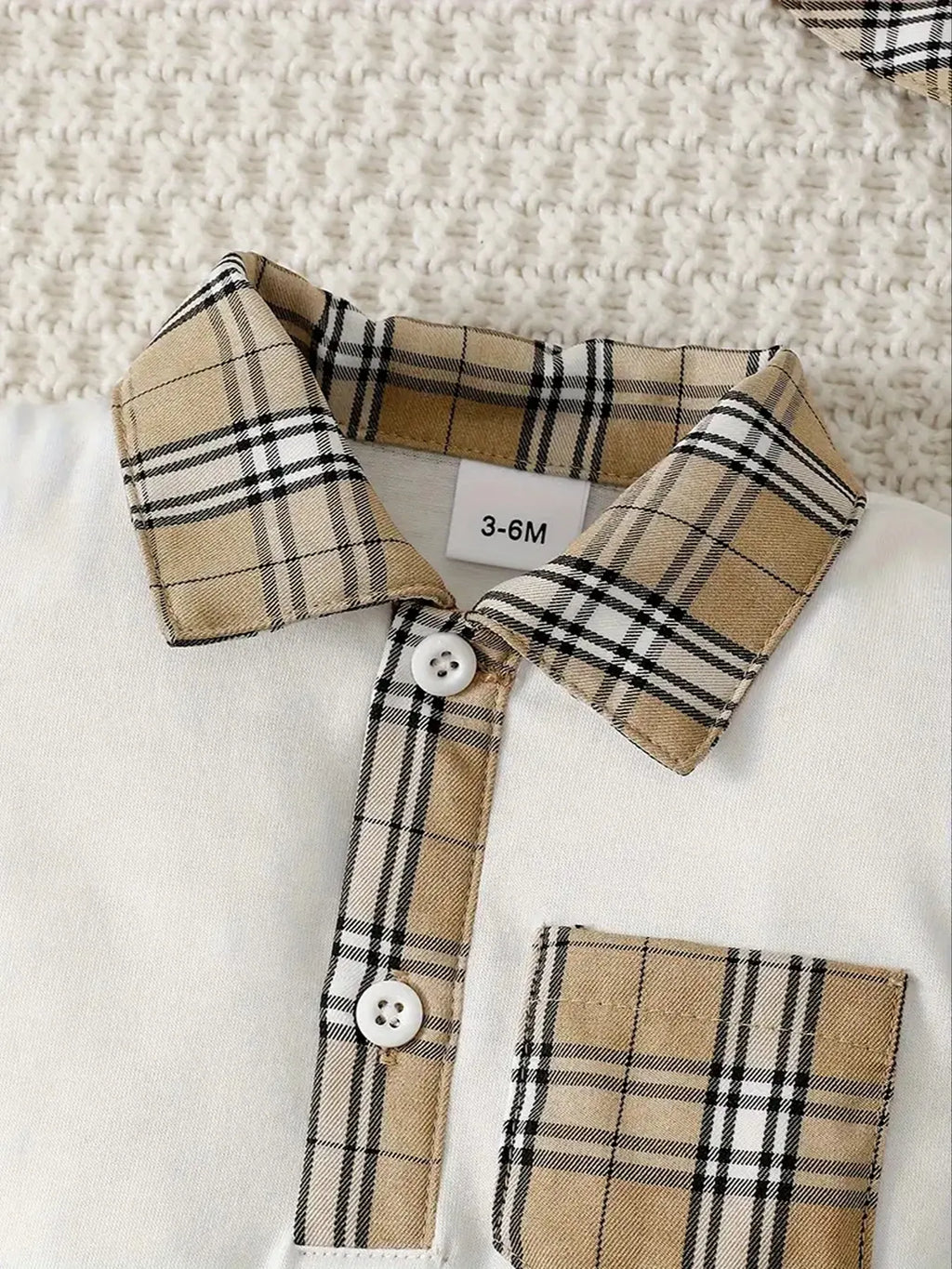 Children's Hat and Plaid Short Sleeve One-Piece Romper.