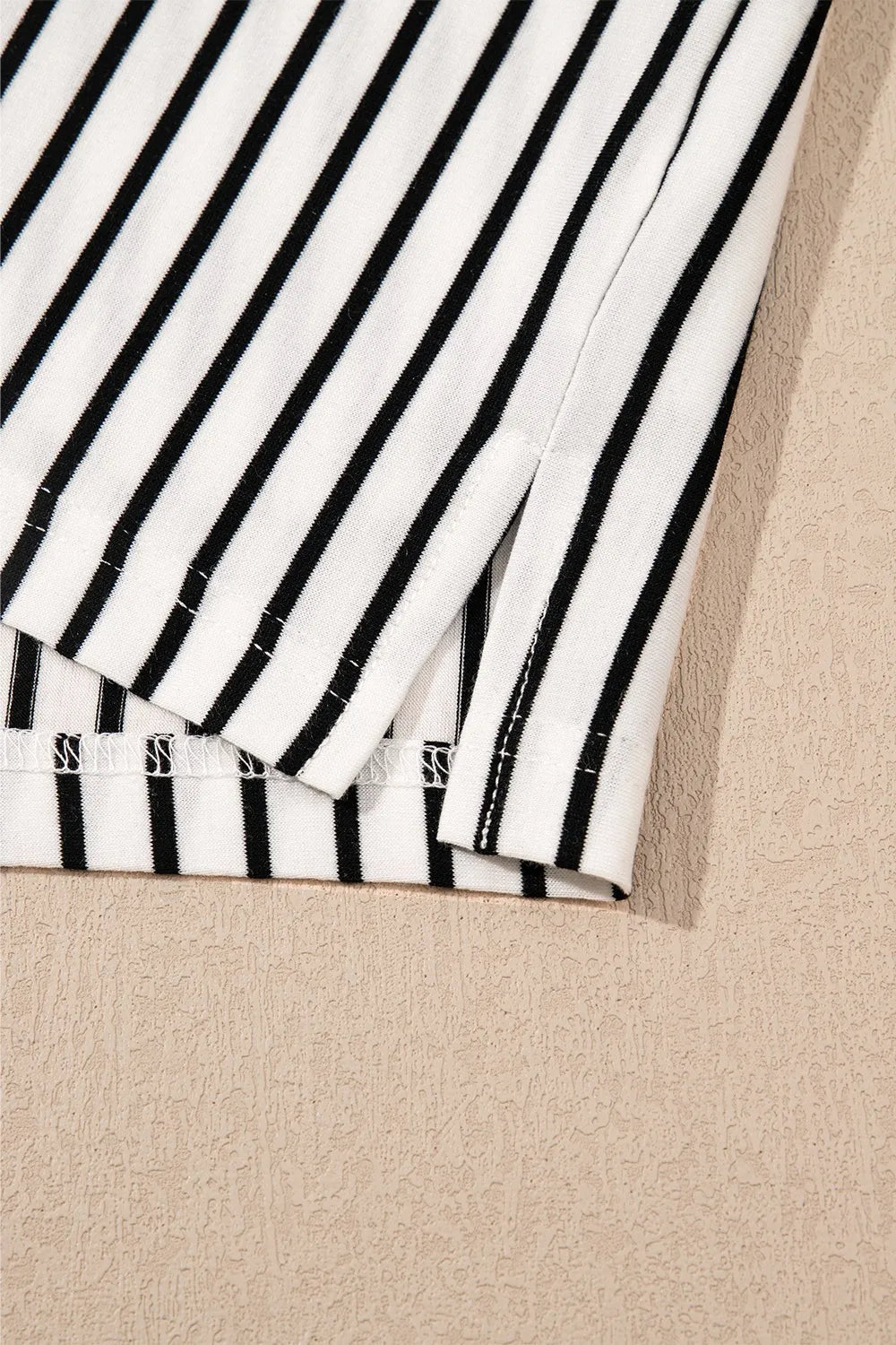 Stripe V Neck Tee and Casual Shorts Set.