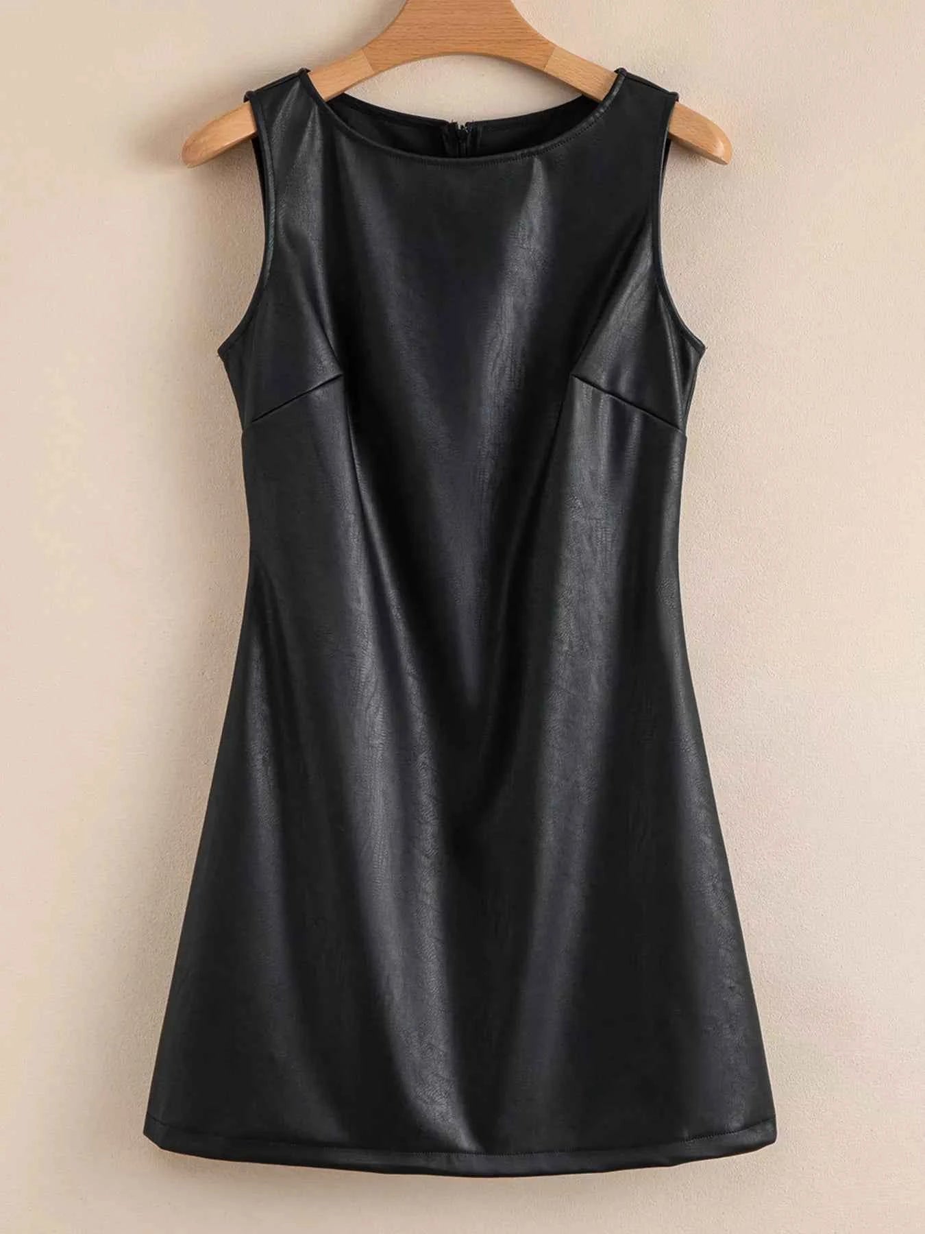 Vegan Leather Sleeveless Mini Dress