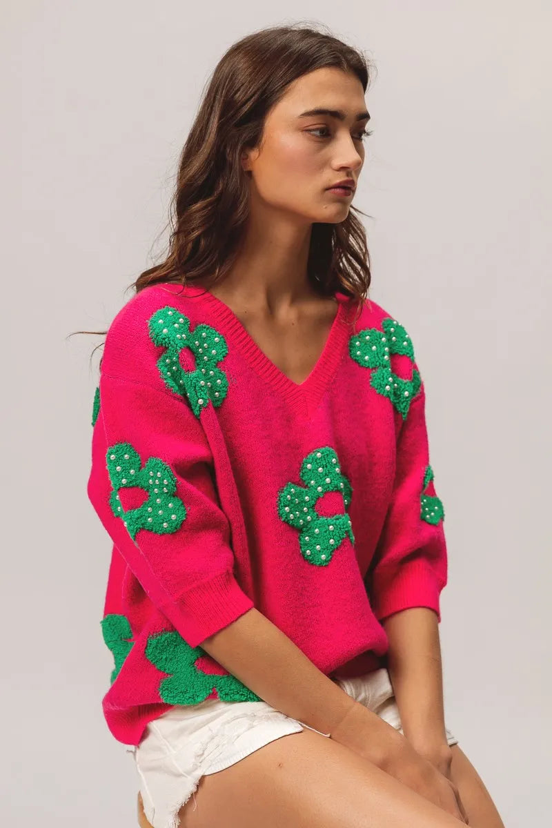 Flowers Sweater Top.