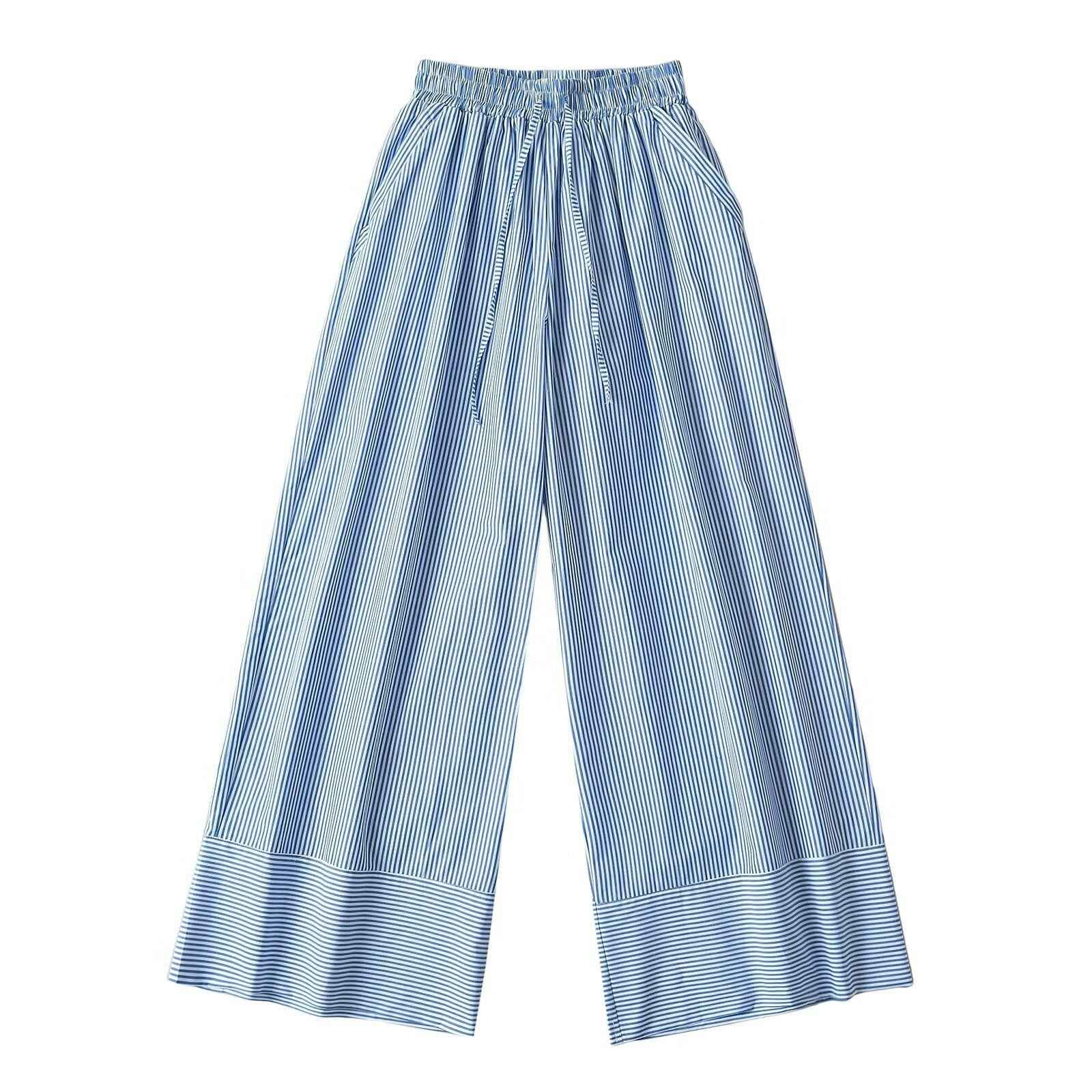 Striped wide leg pants for women
