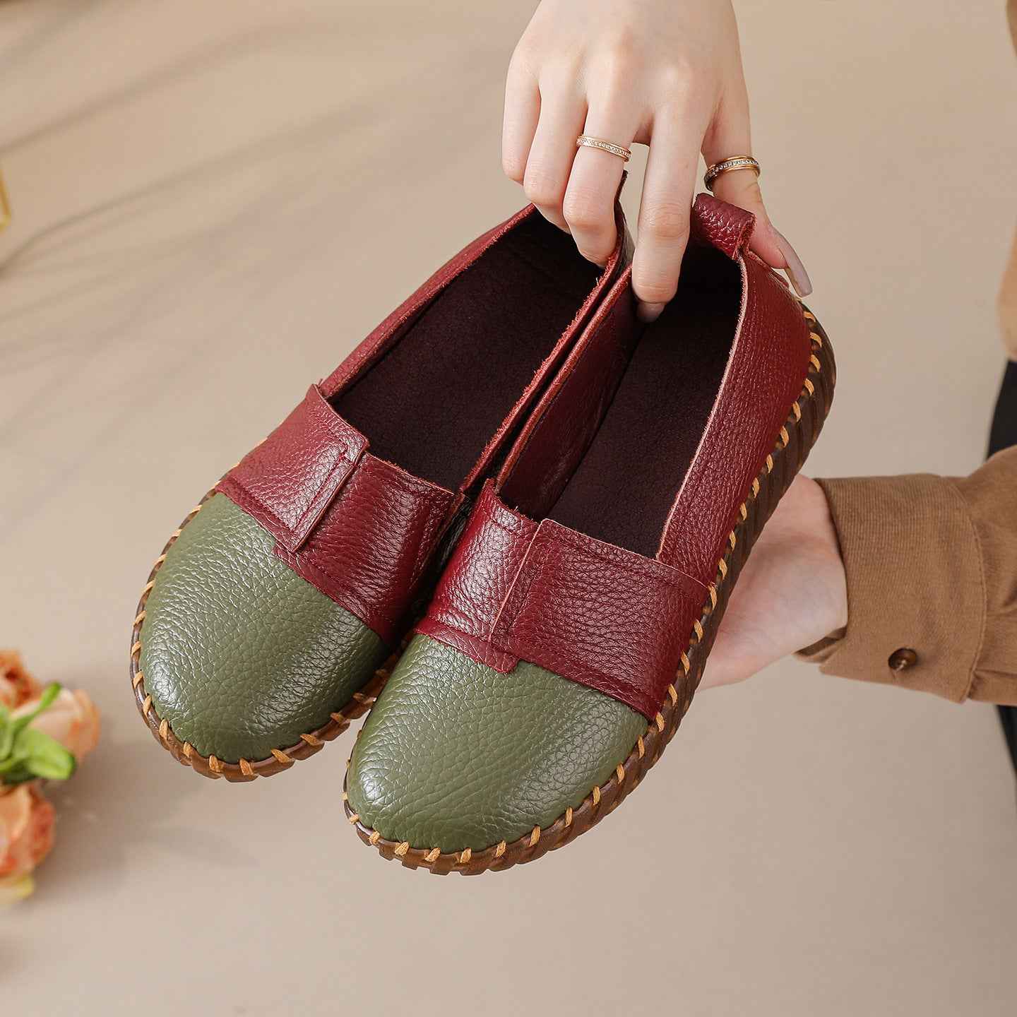 Leather soft sole one foot soft cowhide women's shoes comfortable single shoe