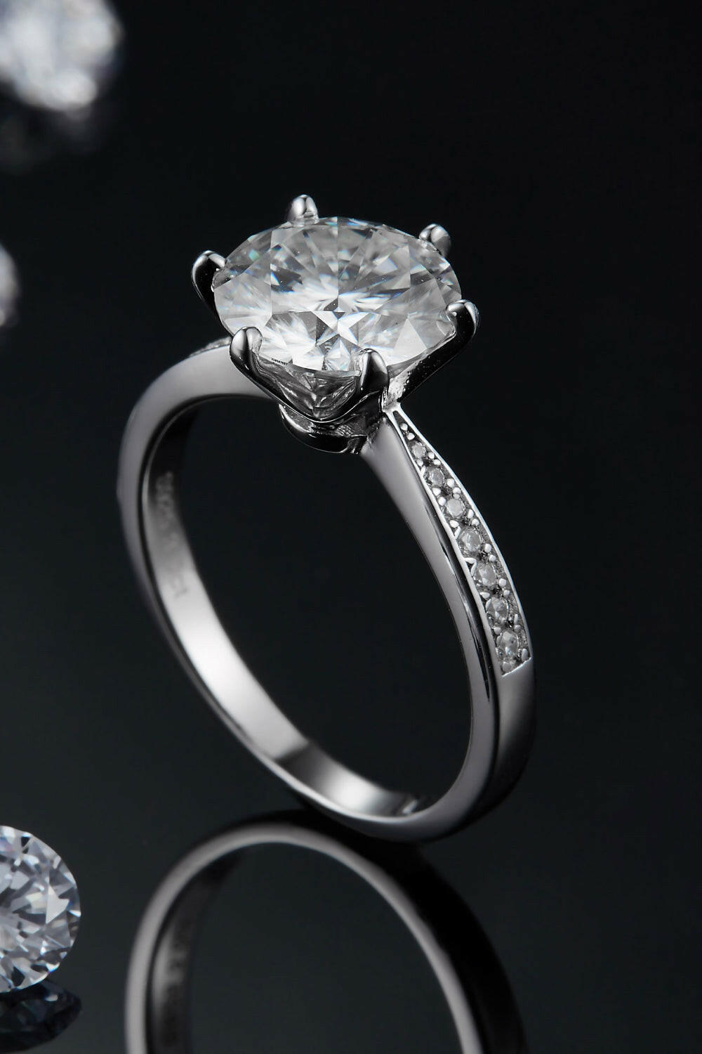 3 Carat Moissanite Side Stone Ring.