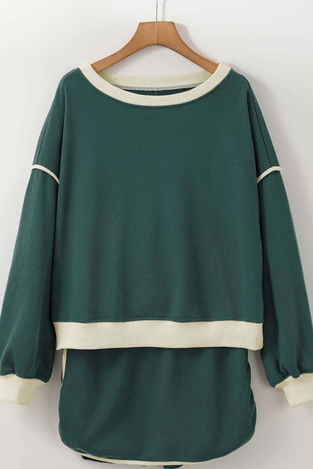 Contrast Trim Round Neck Top and Skort Set.