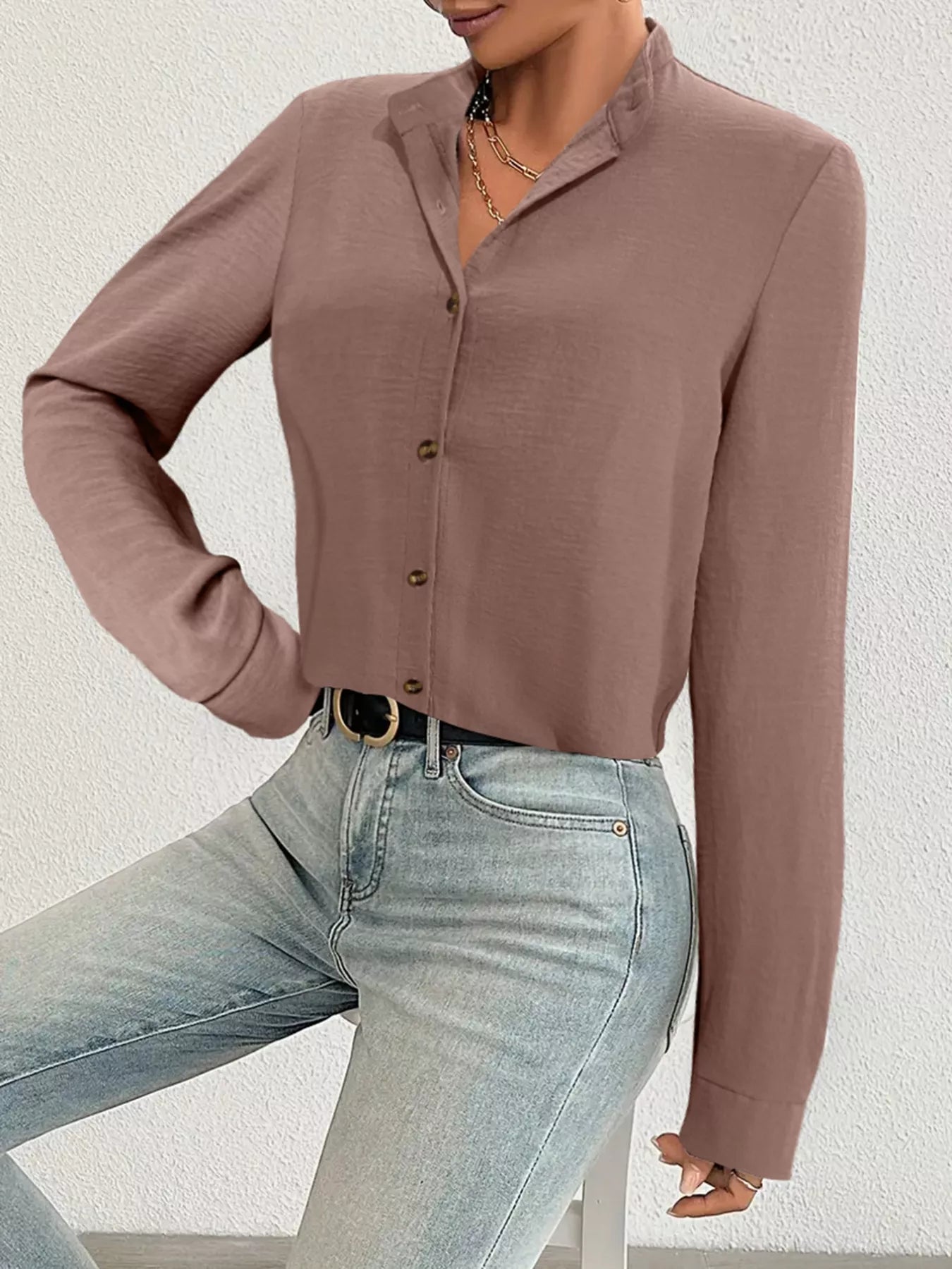 Slit Back Long Sleeve Shirt.