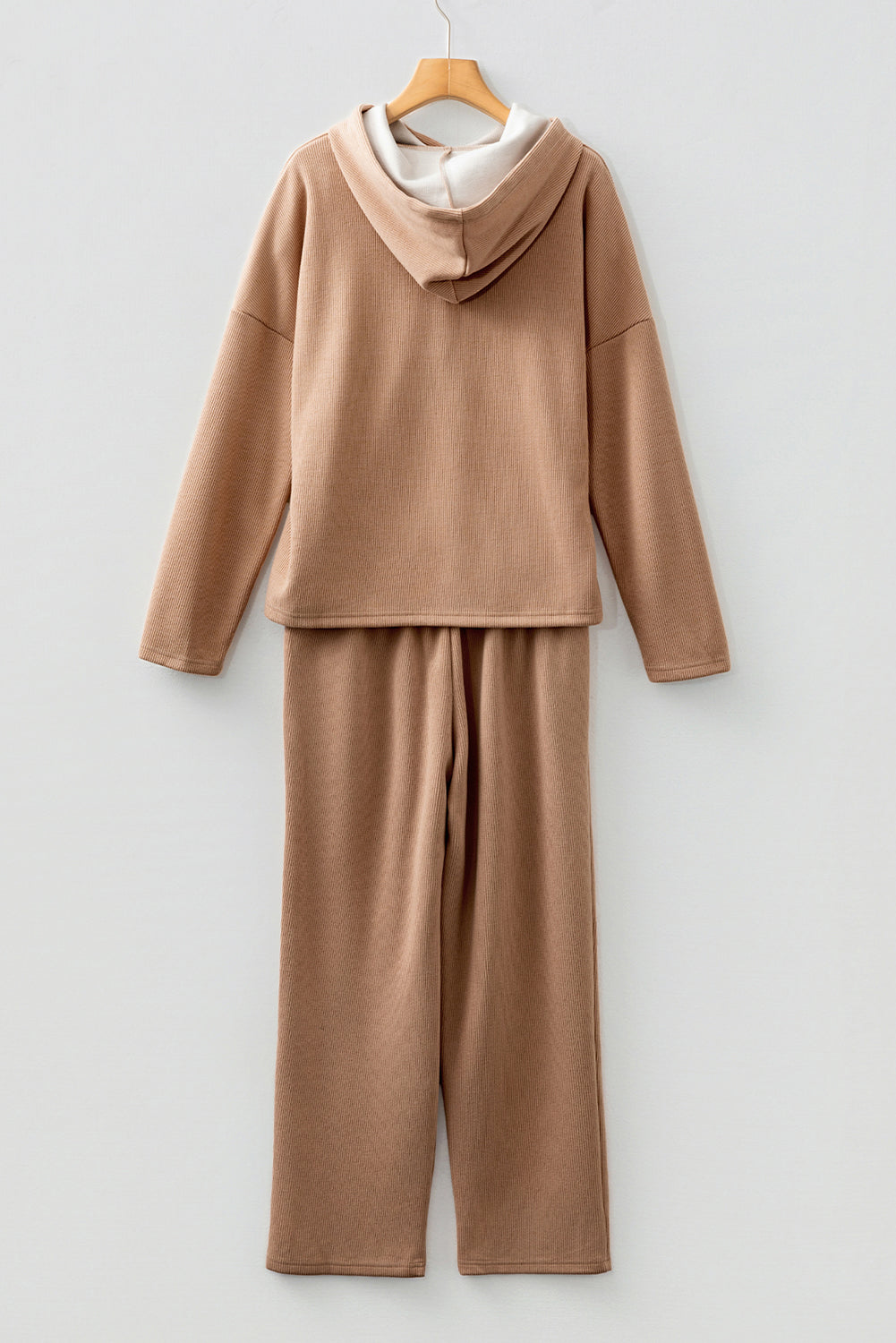 Dark Khaki Leopard Drawstring Pullover Hoodie and High Waist Pants Corduroy Suit Dear-Lover Dropshipping