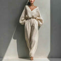 Long-sleeve Loose-fitting Trendy Unisex Retro Cotton-linen Set