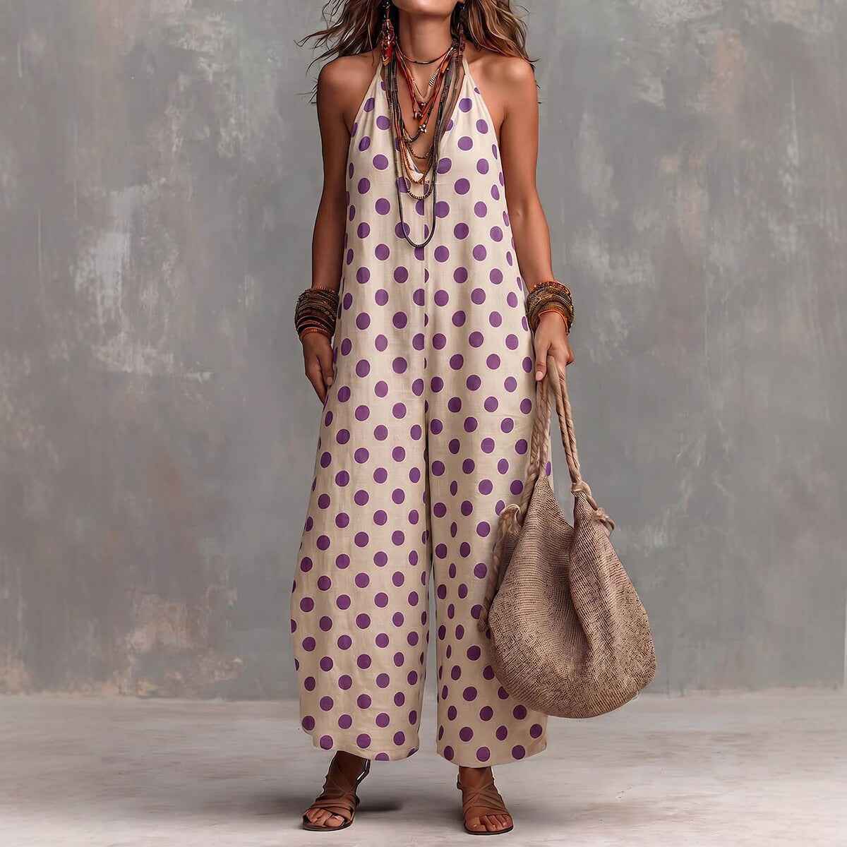 Sleeveless Wide-leg Jumpsuit For Cross-border Fashion And Vacation Style