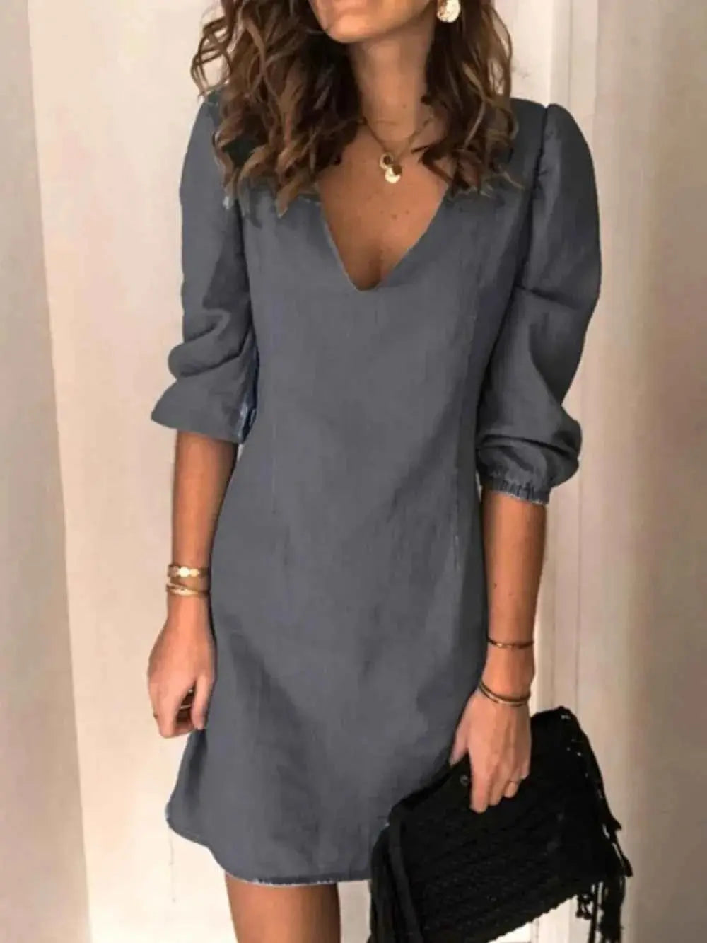 V-Neck Half Sleeve women Dress.