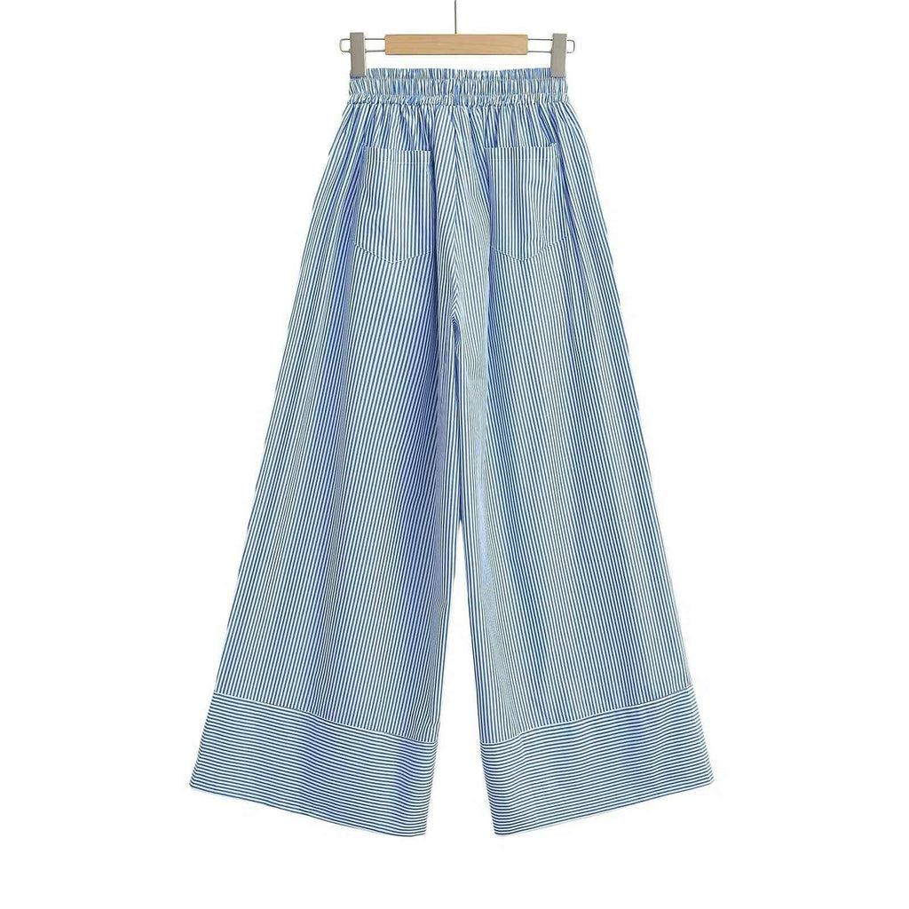 Striped wide leg pants for women