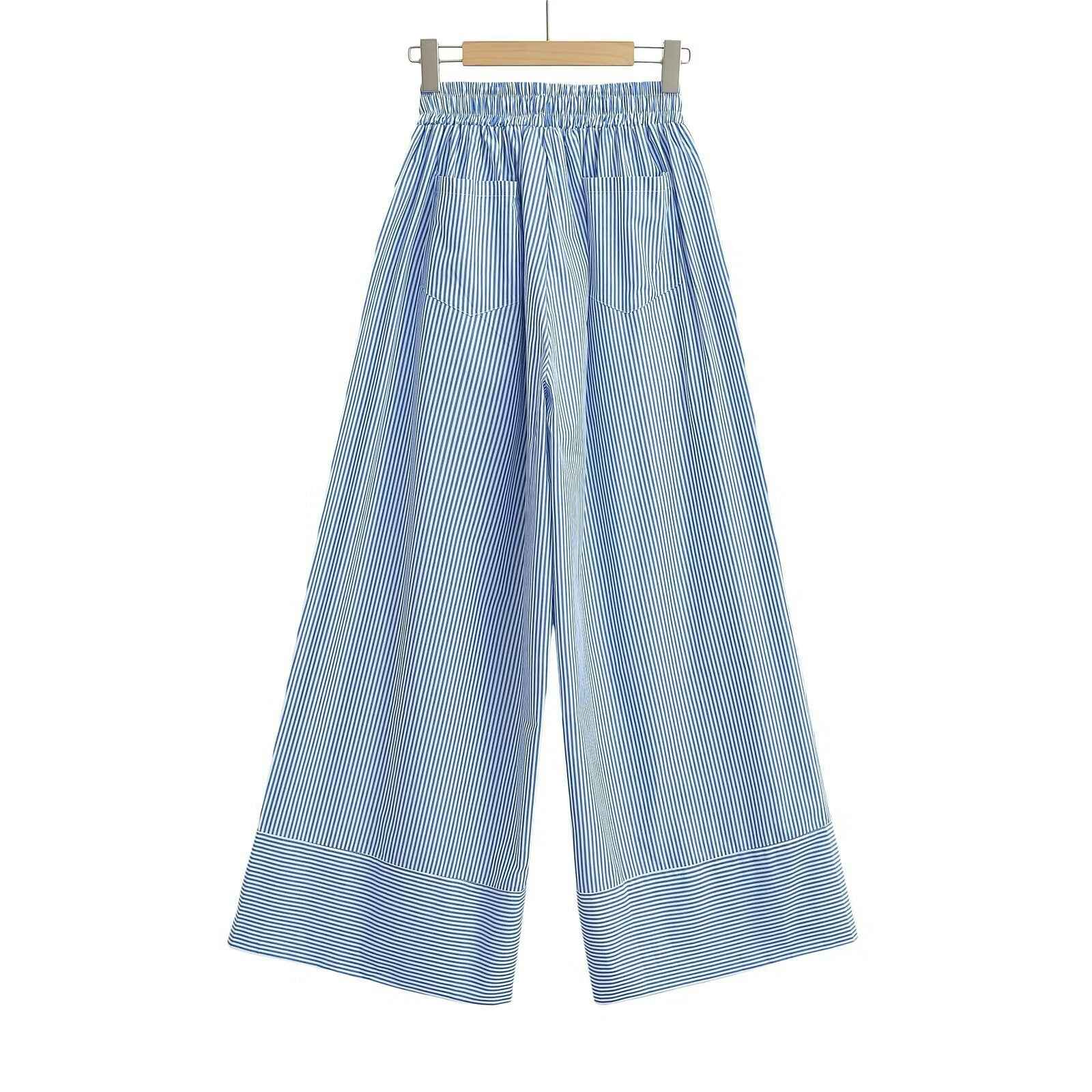Striped wide leg pants for women