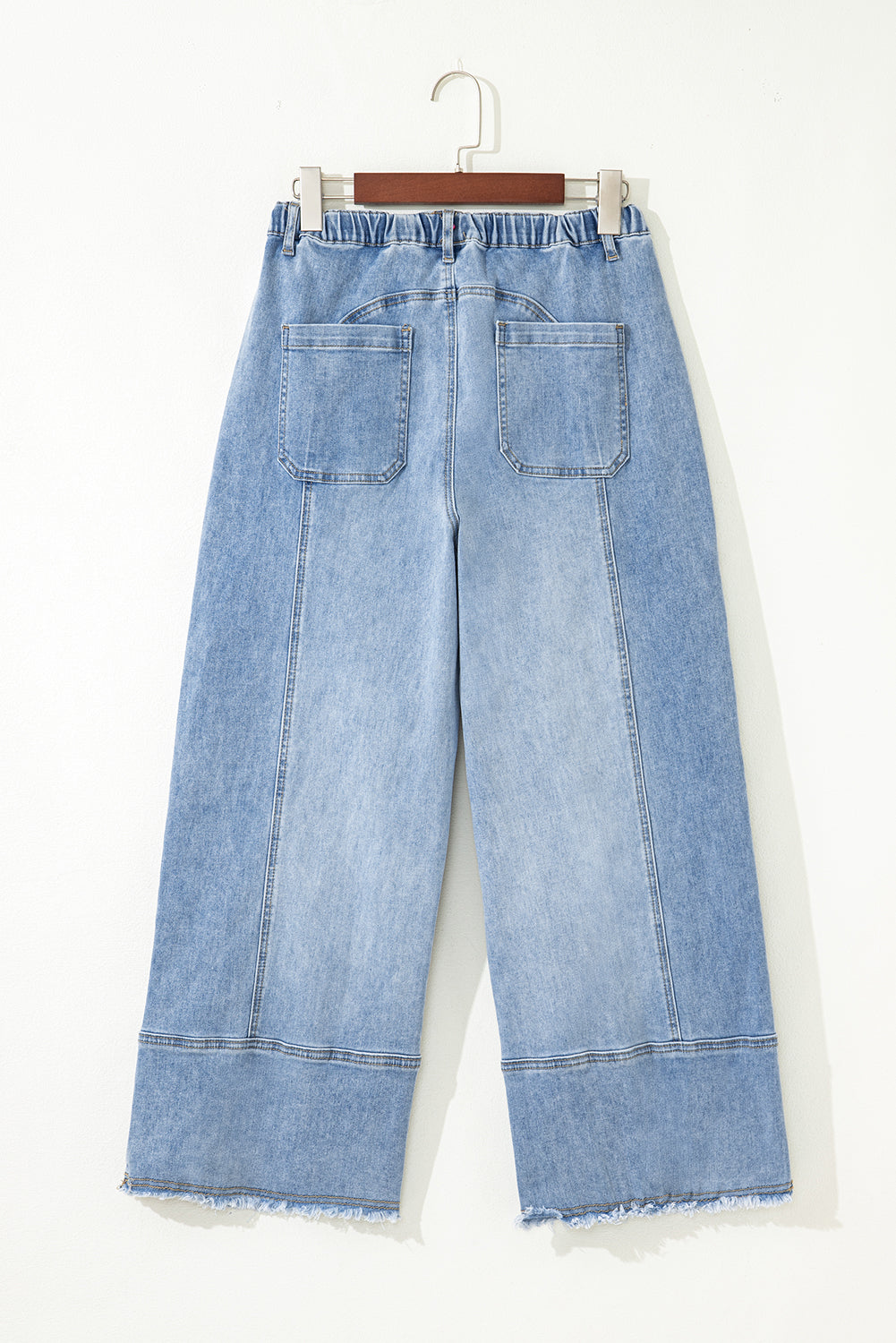 Beau Blue Drawstring Seam Detail Raw Hem Wide Leg Denim Pants Dear-Lover Dropshipping