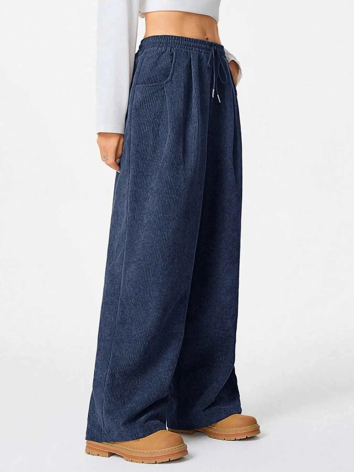 Drawstring Wide Leg Pants.
