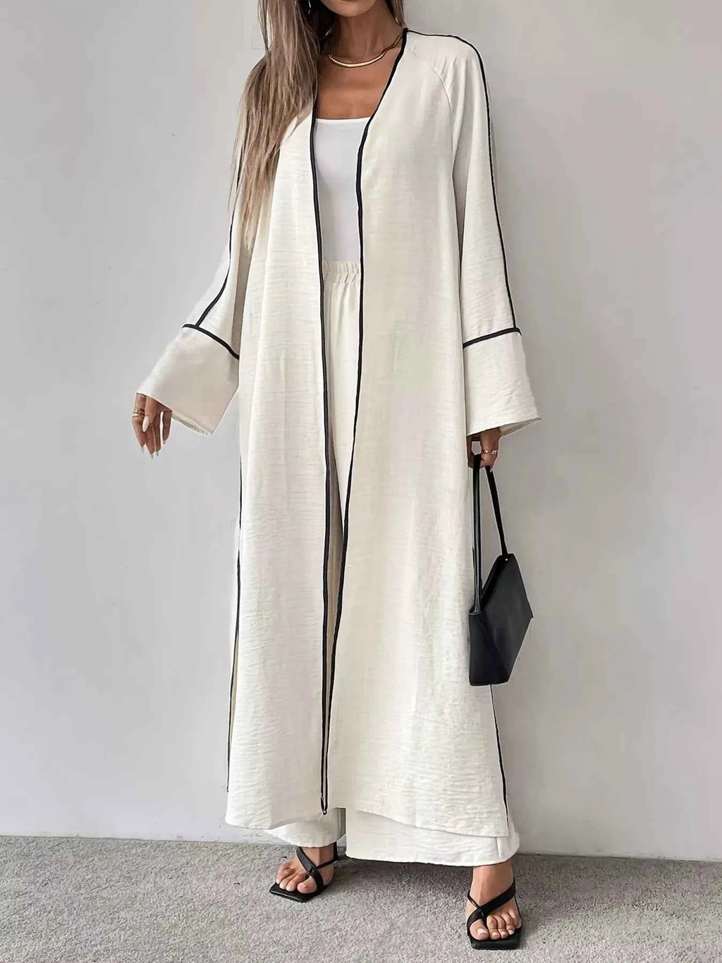 Contrast Trim Cardigan and Pants Set