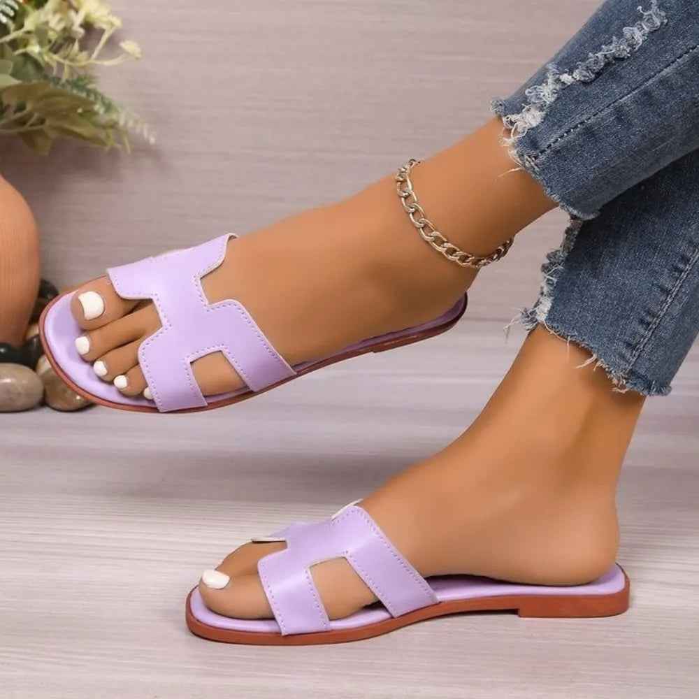 Flat bottomed comfortable one-piece cool slippers fashionable women's one foot sandal