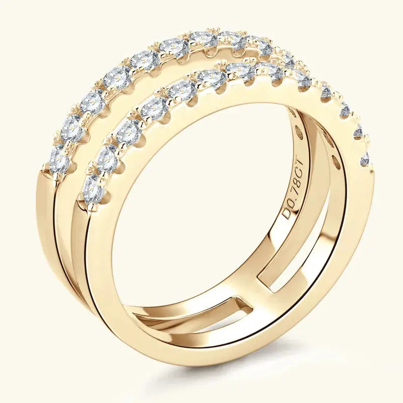 925 Sterling Silver Moissanite Double Layered Ring.
