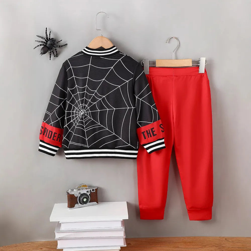 Spider Baseball Collar Top and Pants Set.