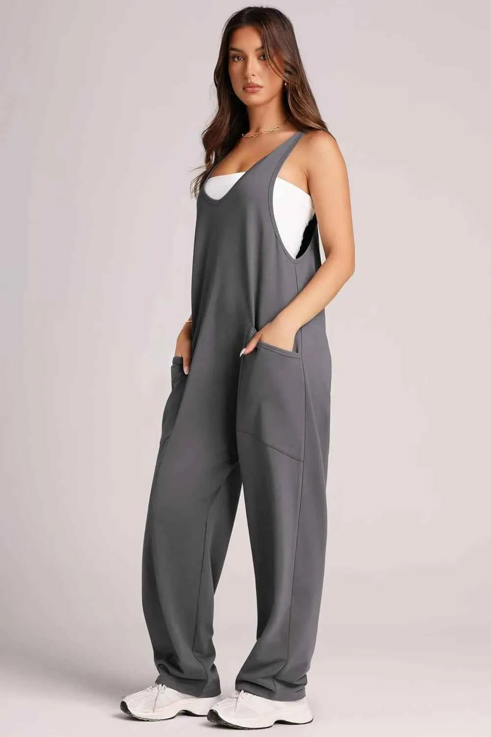 Lovelet V-Neck Wide Strap Overalls