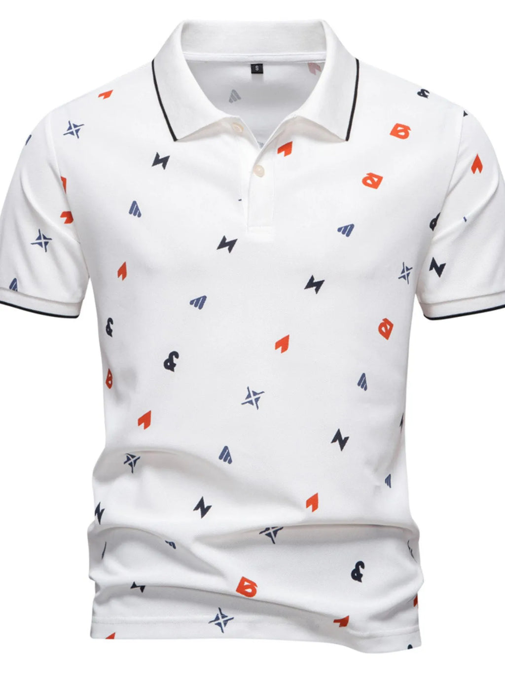 Men's Geometric Print Short Sleeve Polo Shirt.