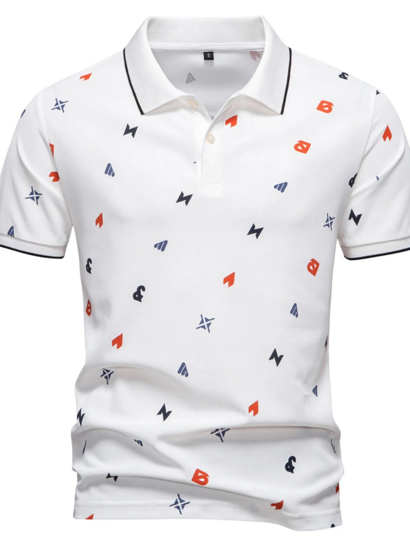 Men's Geometric Print Short Sleeve Polo Shirt.