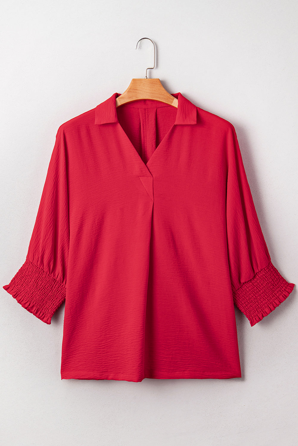 Fiery Red Plus Size Smocked Cuff Dolman Oversized Tunic Blouse Dear-Lover Dropshipping