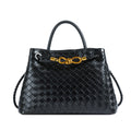 Metal rope buckle woven shoulder bag, fashionable, versatile, retro, commuter bag for women. eprolo