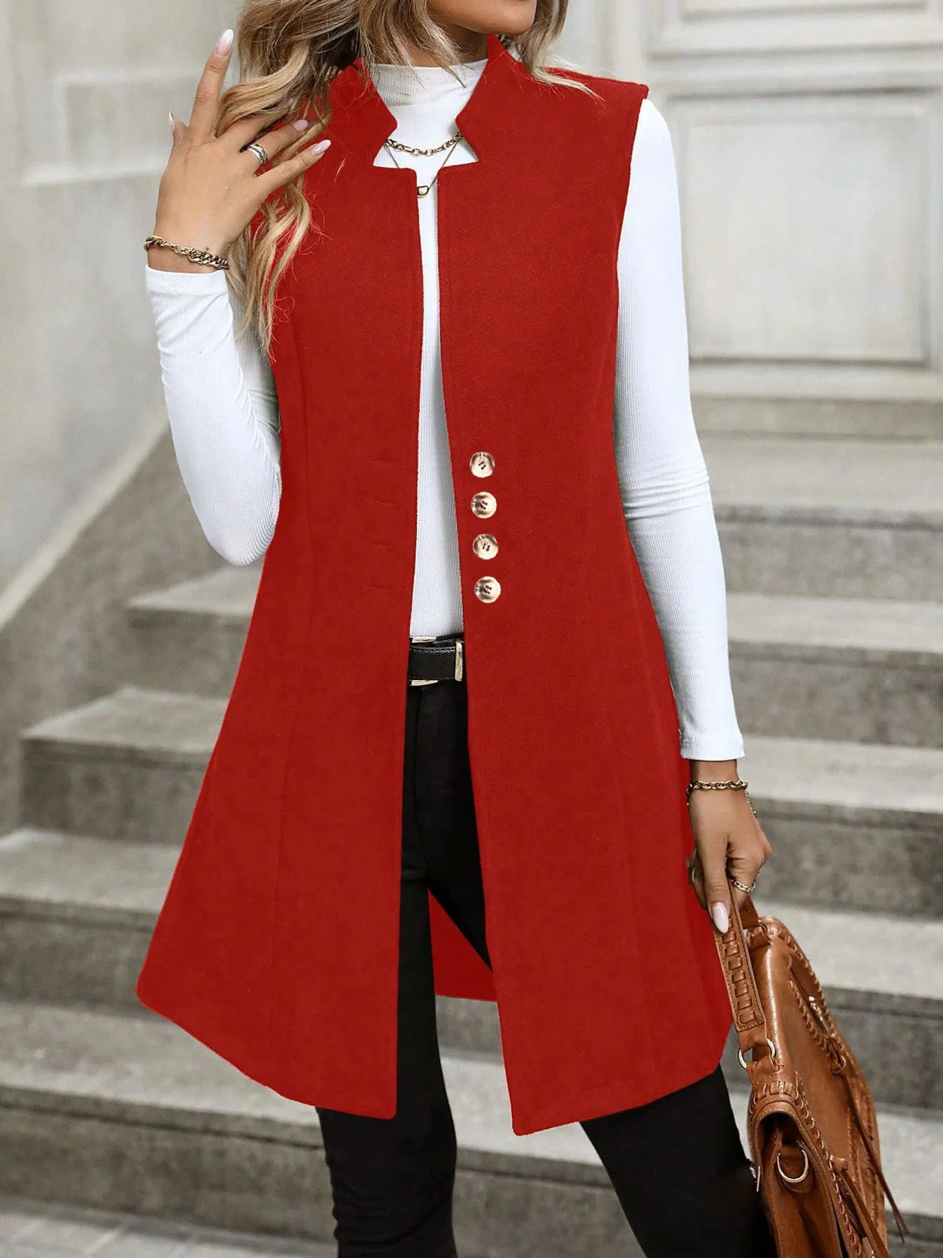 Button Up Longline Vest Coat.