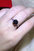 2 Carat Black Moissanite Platinum-Plated Ring.