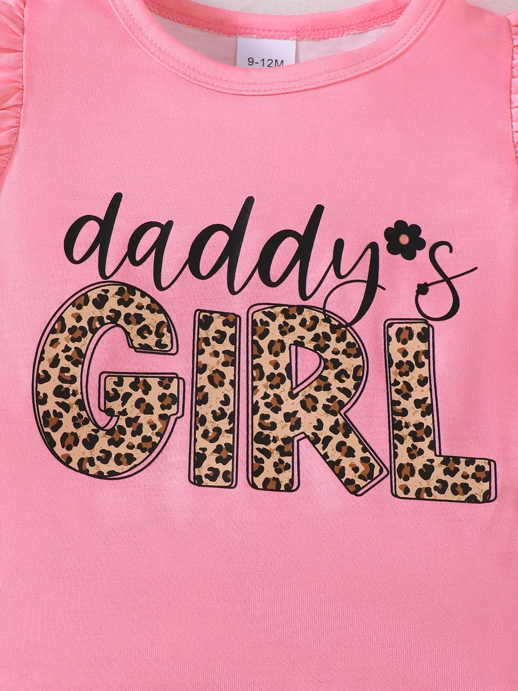 Children's Headband Letter Ruffle Sleeve Top and Shorts 3-Piece Set.