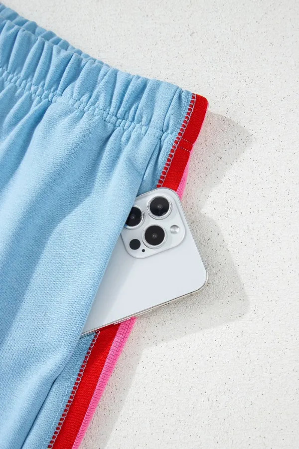 Rainbow Collared Short Sleeve Top and Shorts Set.