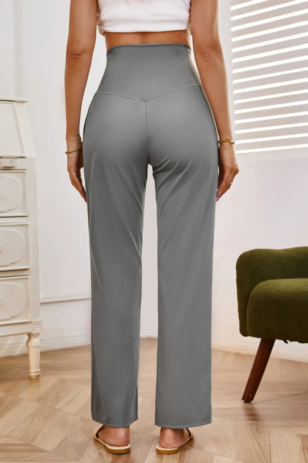 High Waist Wide Leg Pants with Pockets.