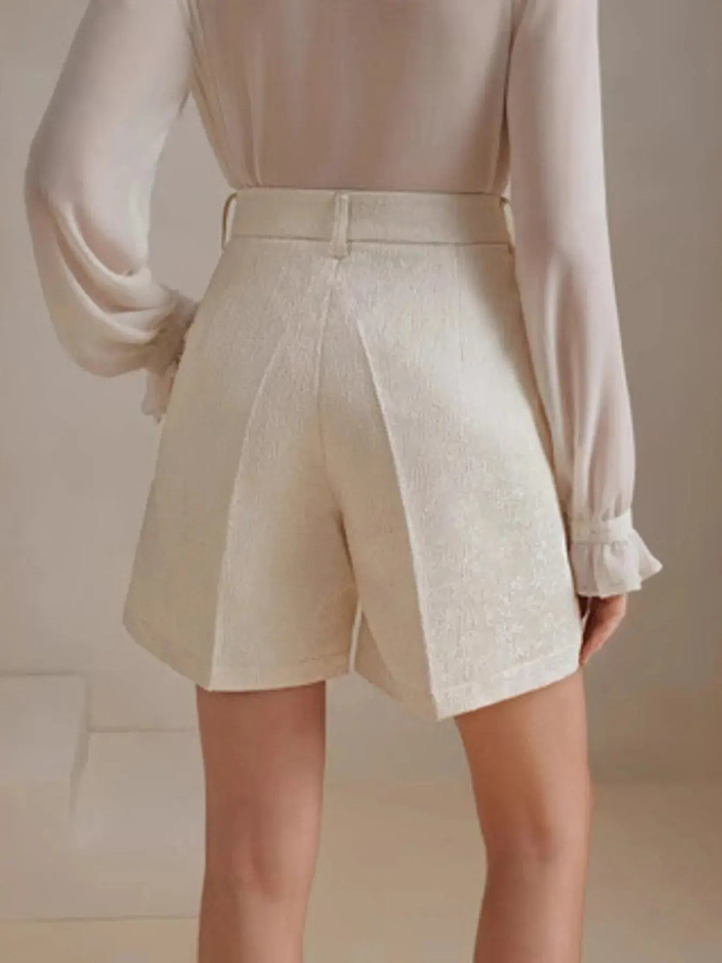High-Waist Textured Shorts.