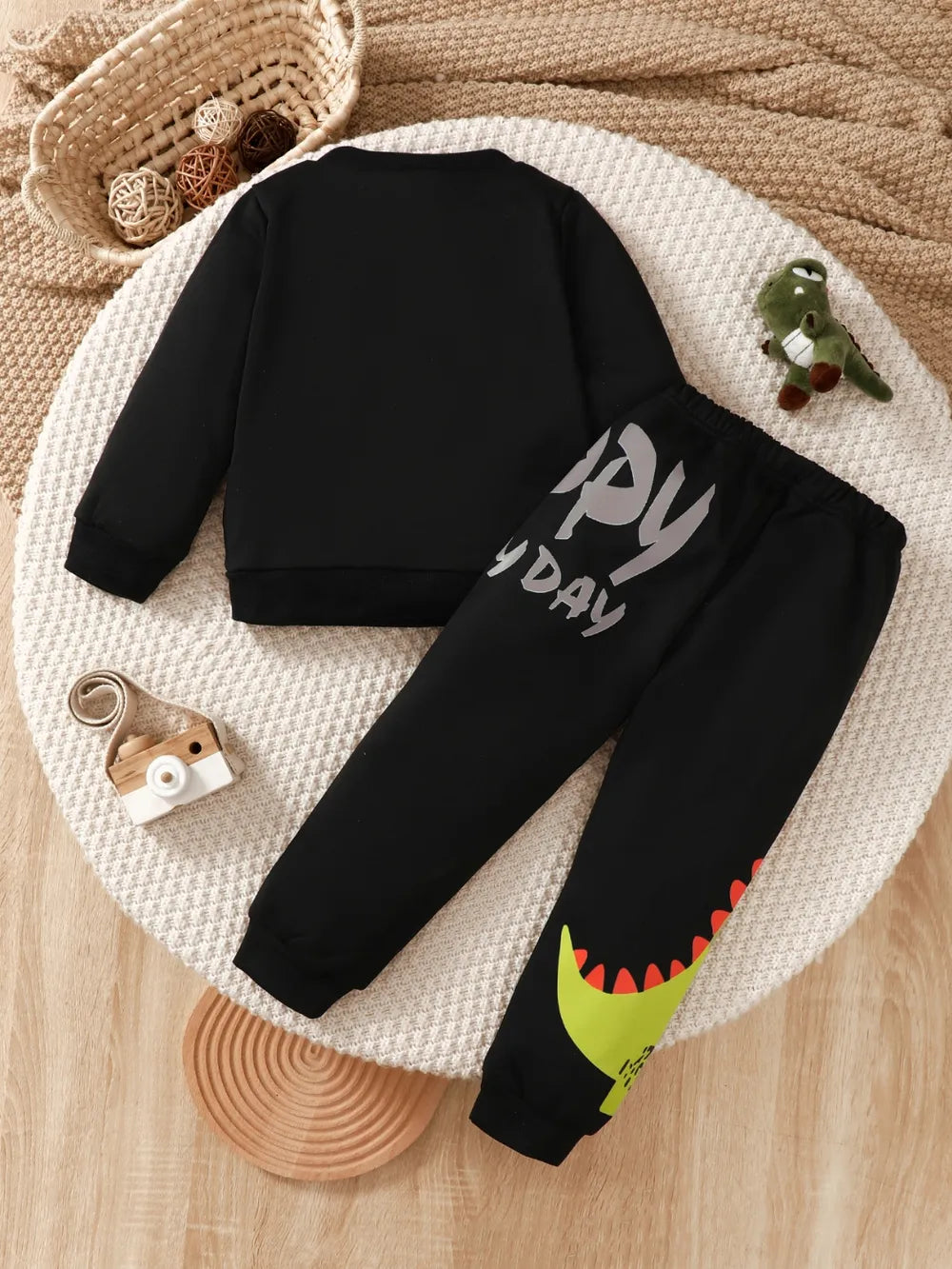 Children's Dinosaur Graphic Sweatshirt and Pants Set.