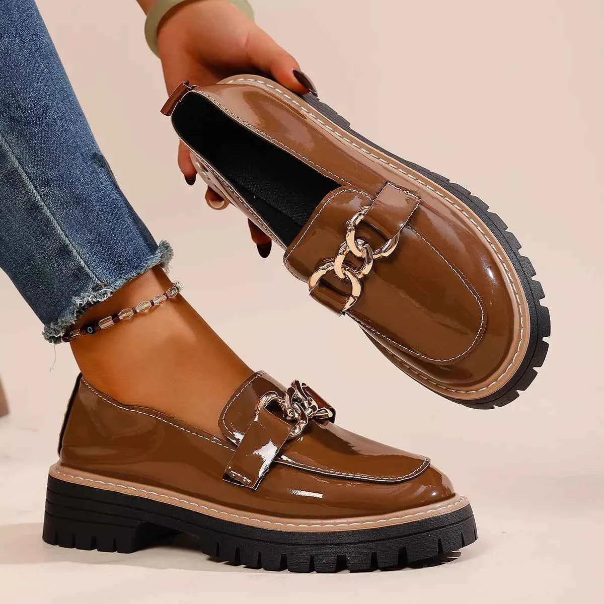 Chain Decor Chunky Loafers
