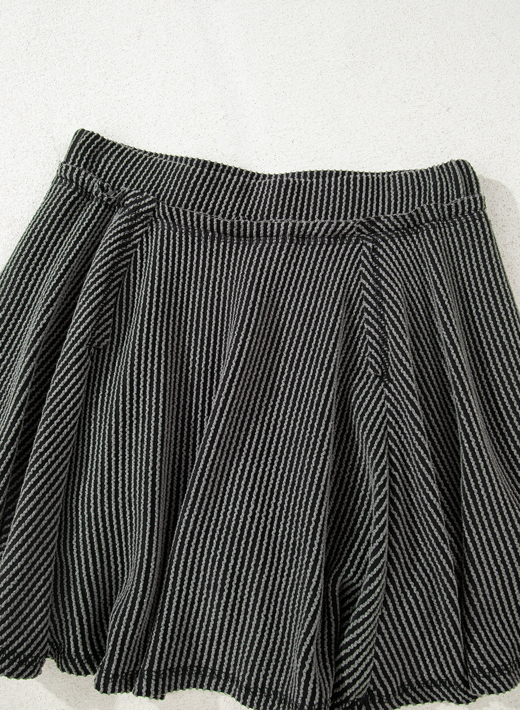 Dark Grey Corded Lantern Sleeve Top High Waist Ruffled Mini Skirt Set Dear-Lover Dropshipping