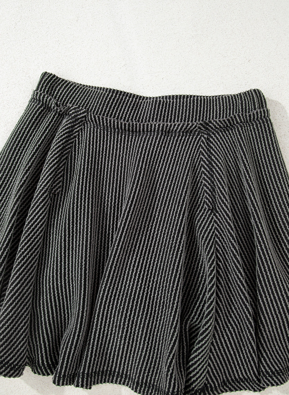 Dark Grey Corded Lantern Sleeve Top High Waist Ruffled Mini Skirt Set Dear-Lover Dropshipping