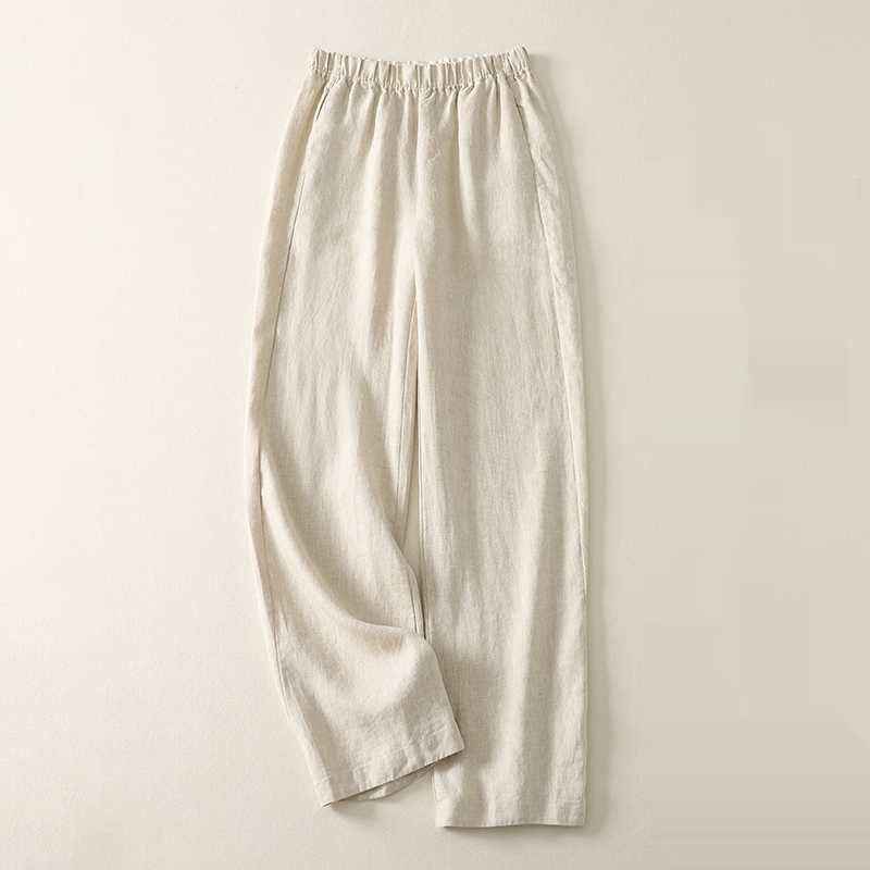 Cotton Linen Sickle Straight Retro Inner Edge Matchet Pants