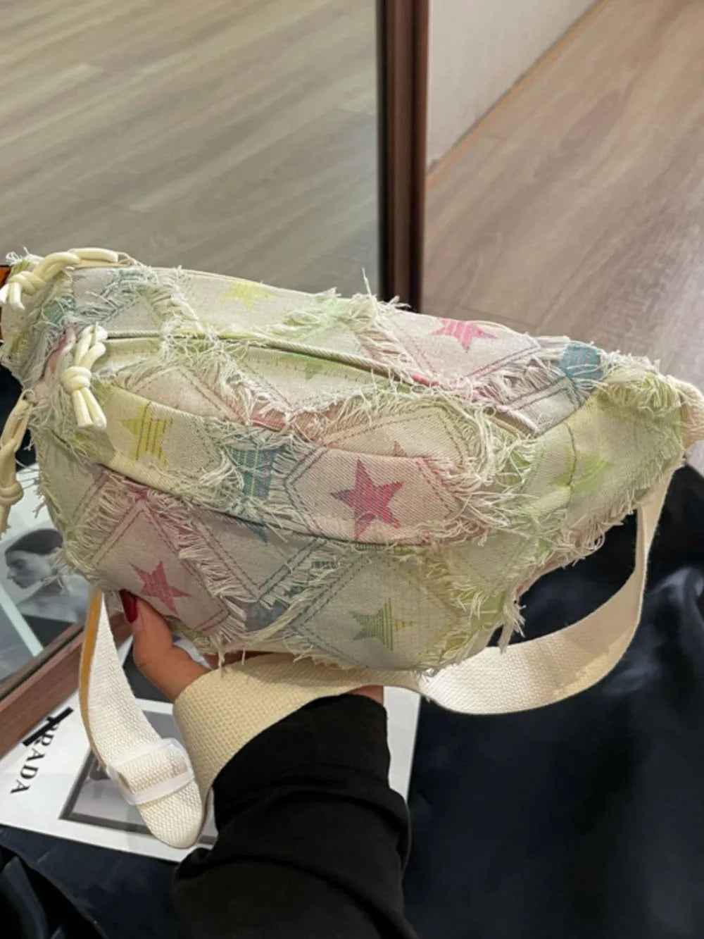 Raw Edge Tie-Dye Crossbody Bag