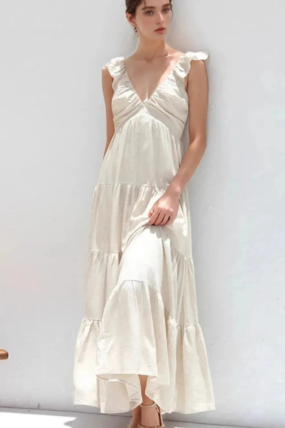 Ruffled V-Neck Dress.