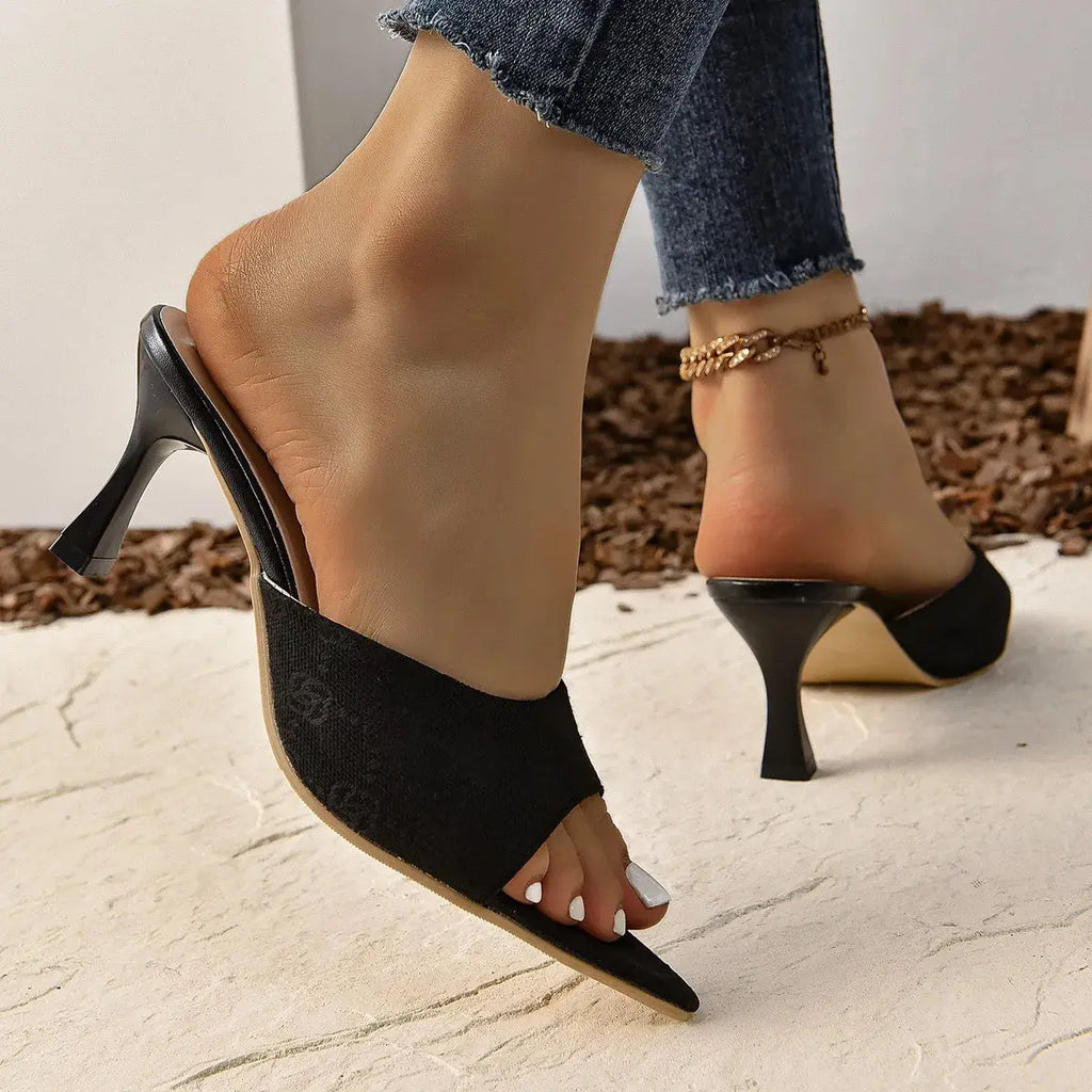 Open Toe Mid Heel Sandals.