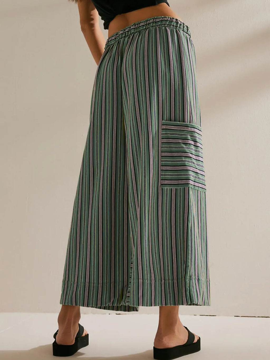 Contrast Striped Wide leg Pants.