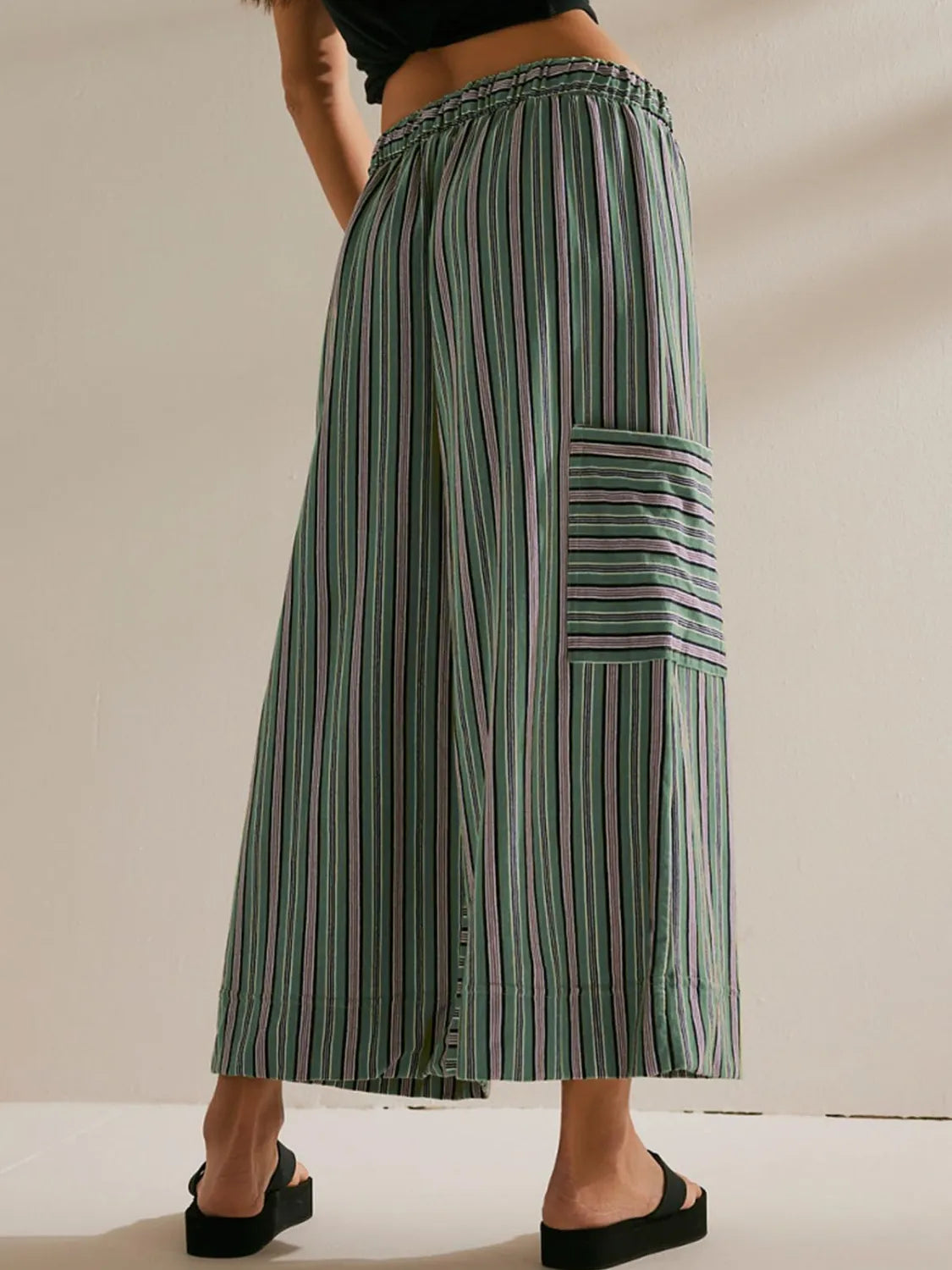 Contrast Striped Wide leg Pants.
