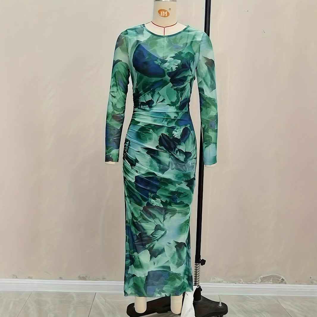 Long sleeved floral two-piece dress