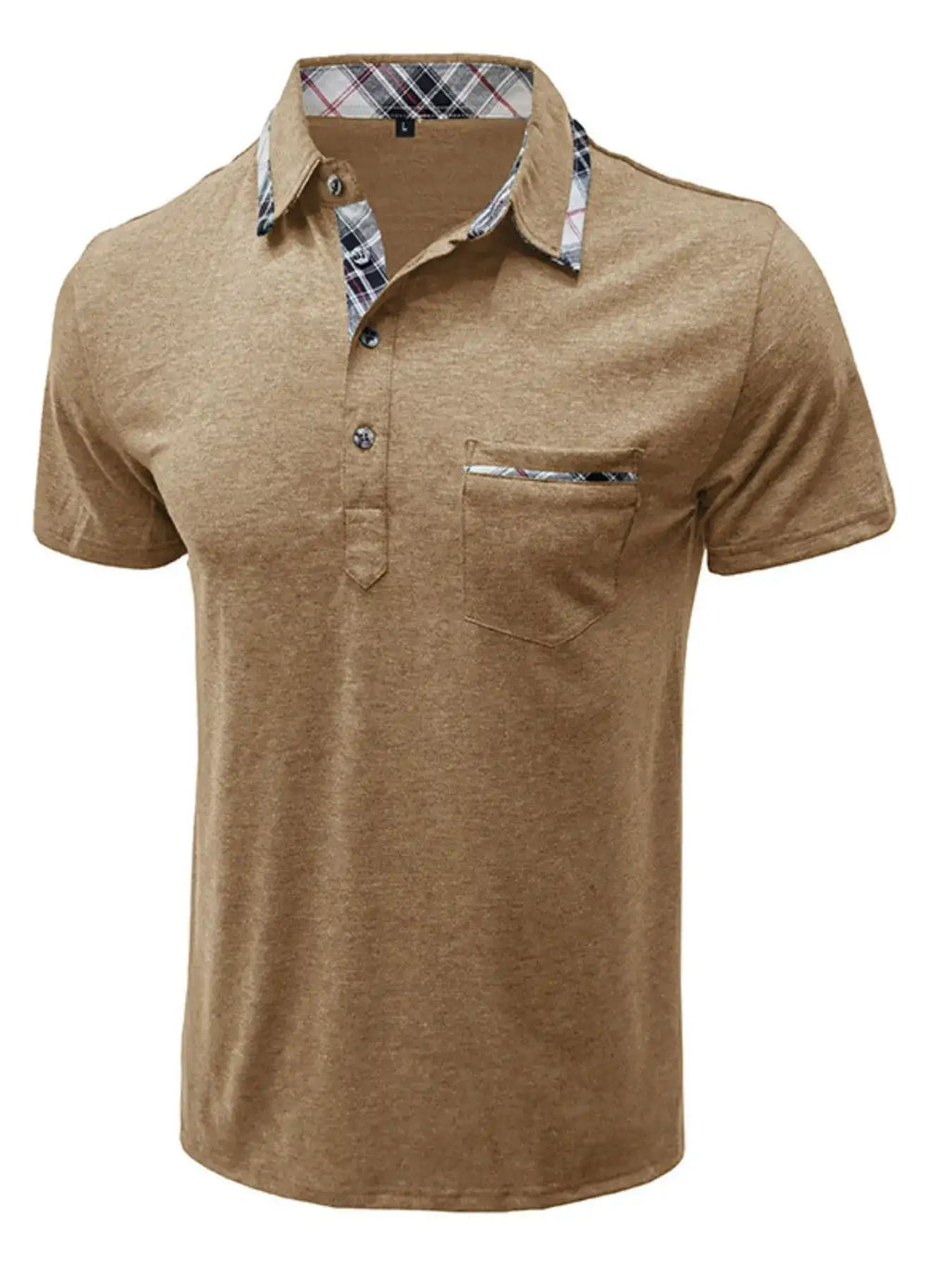 Men's Full Size Classic Plaid Collar Cotton Polo Shirt Plus Size.