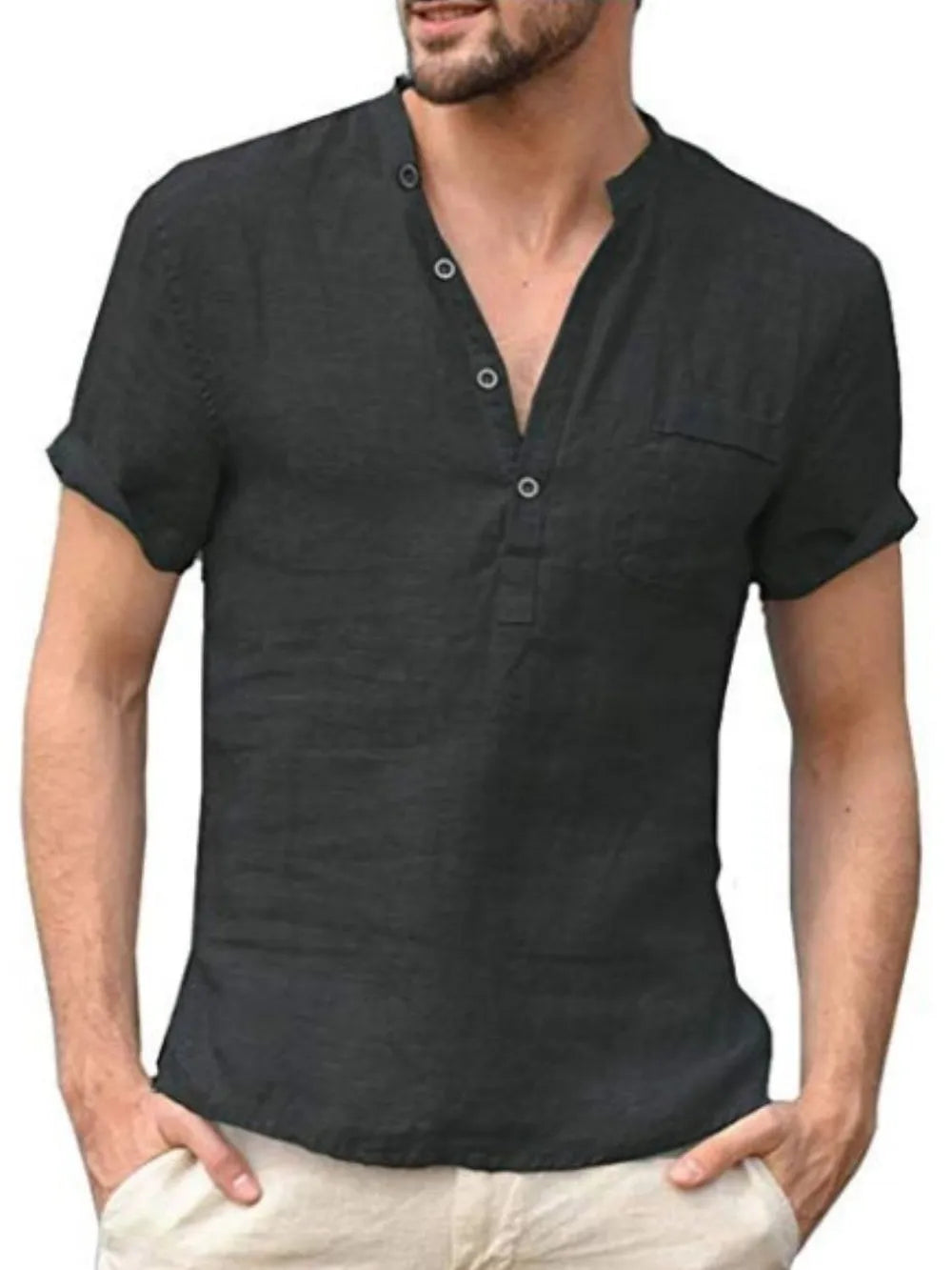 Men's Full Size Half Button Short Sleeve Polo Plus Size.