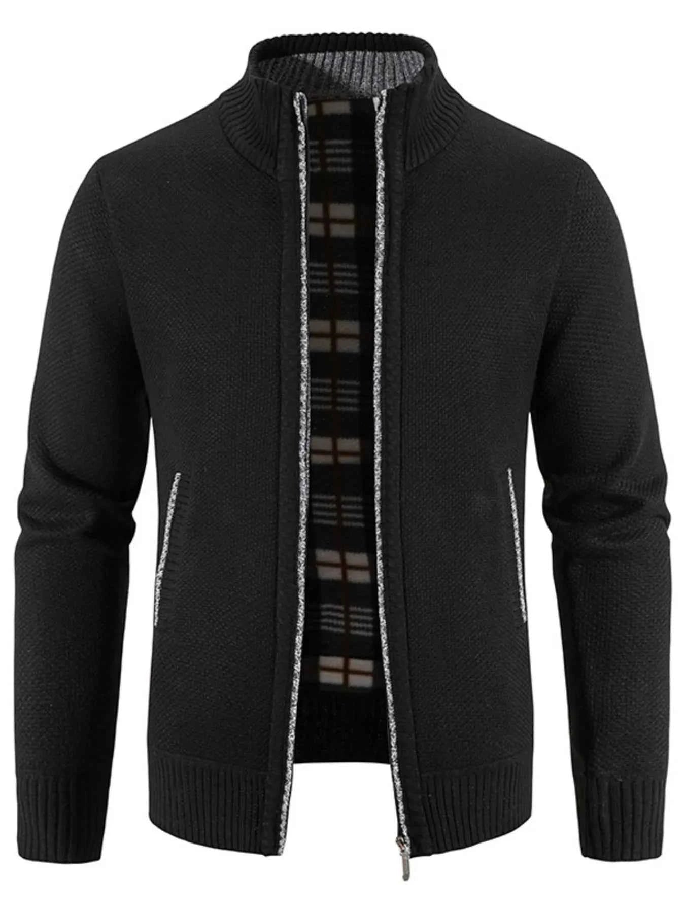 Men's Plus Size Zip-Up Long Sleeve Cardigan