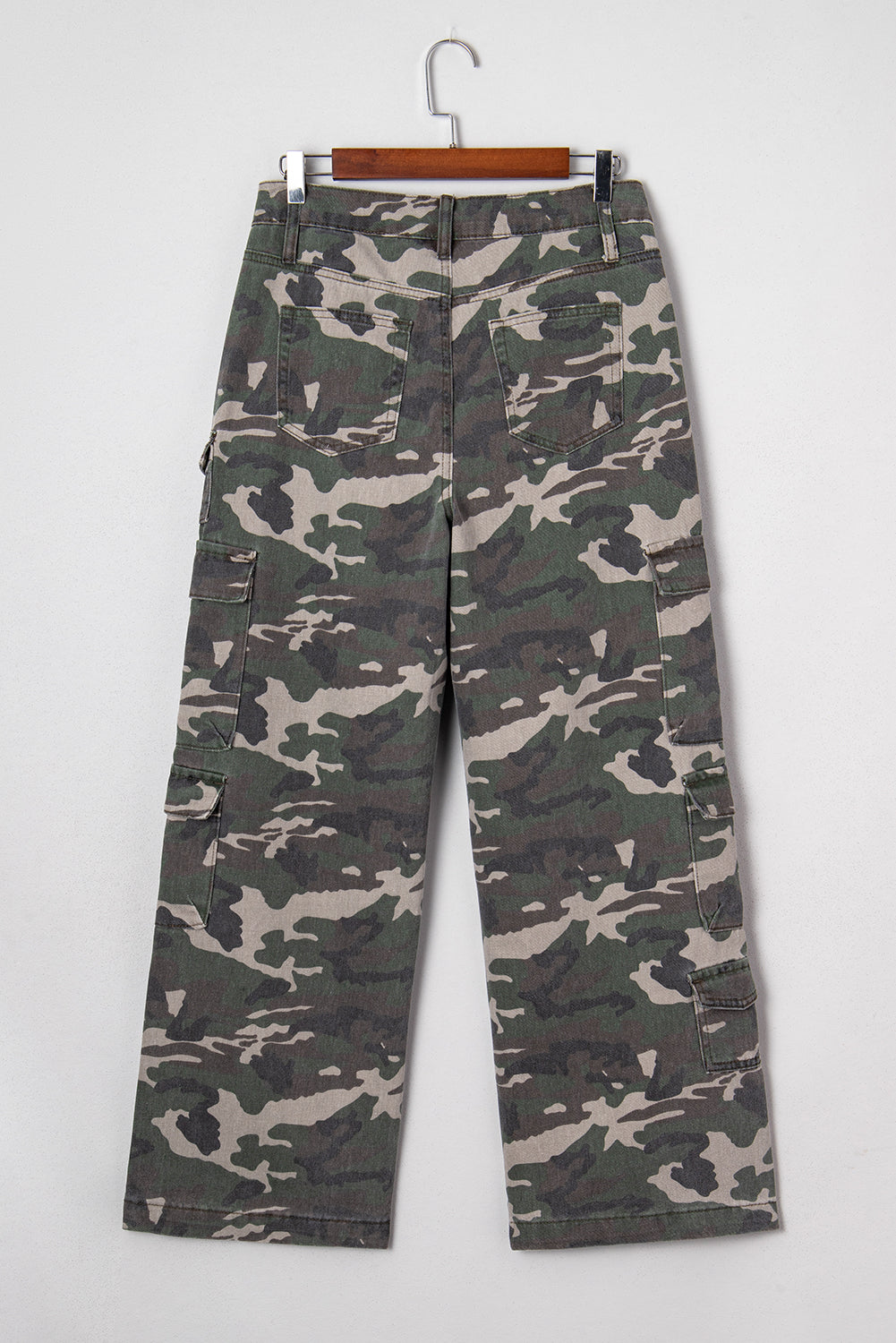 Green Camo Denim Cargo Wide Leg Pants Dear-Lover Dropshipping